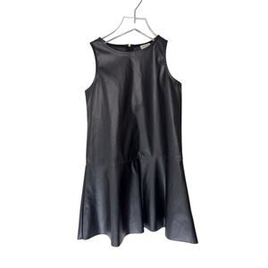 J.Crew Crewcuts Dress‎ Girls Black Faux Leather Gold Zipper Sleeveless Size 7